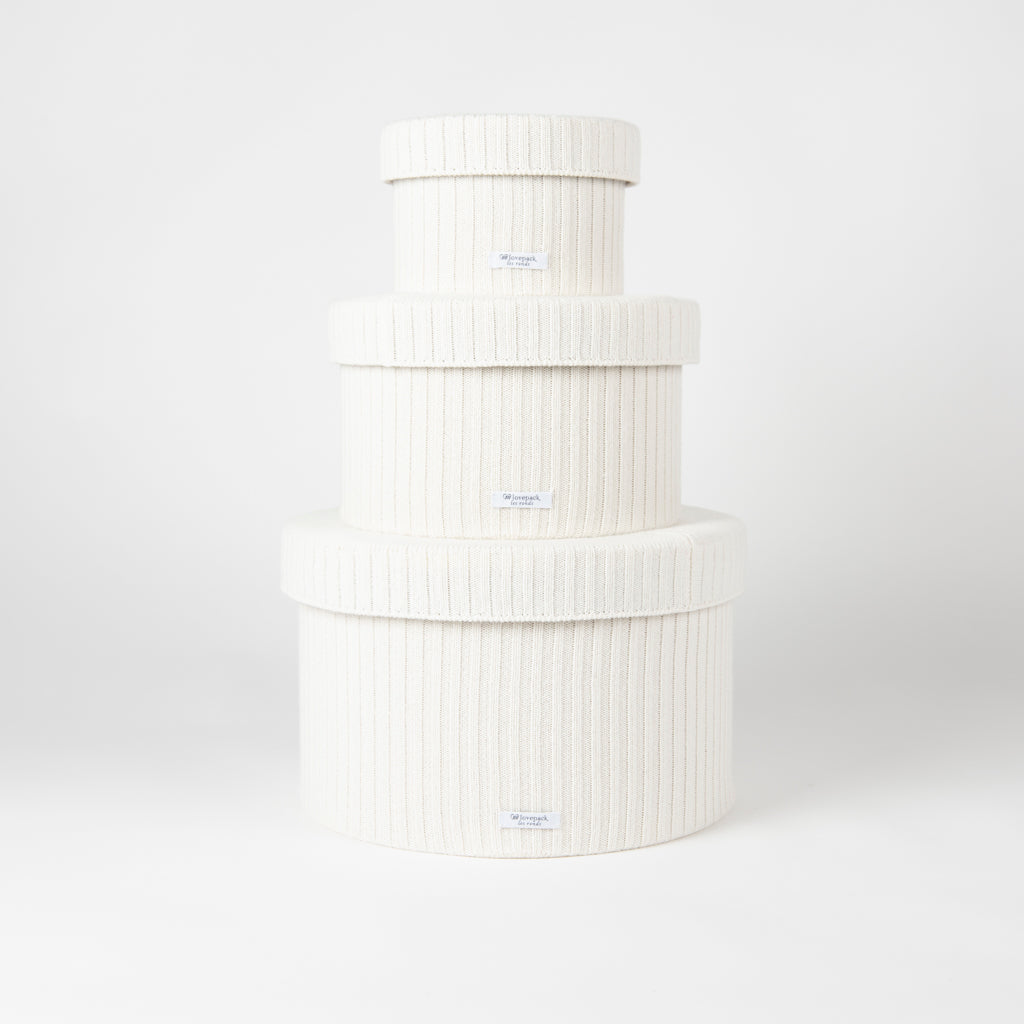 LES RONDS - SET OF THREE STORAGE BOXES IN CREAM COLOR WOOL