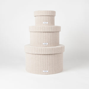 LES RONDS - SET OF THREE OYSTER WOOL STORAGE BOXES