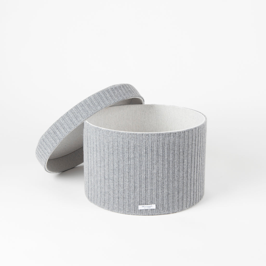 LES RONDS - SET OF THREE STORAGE BOXES IN GRAY WOOL